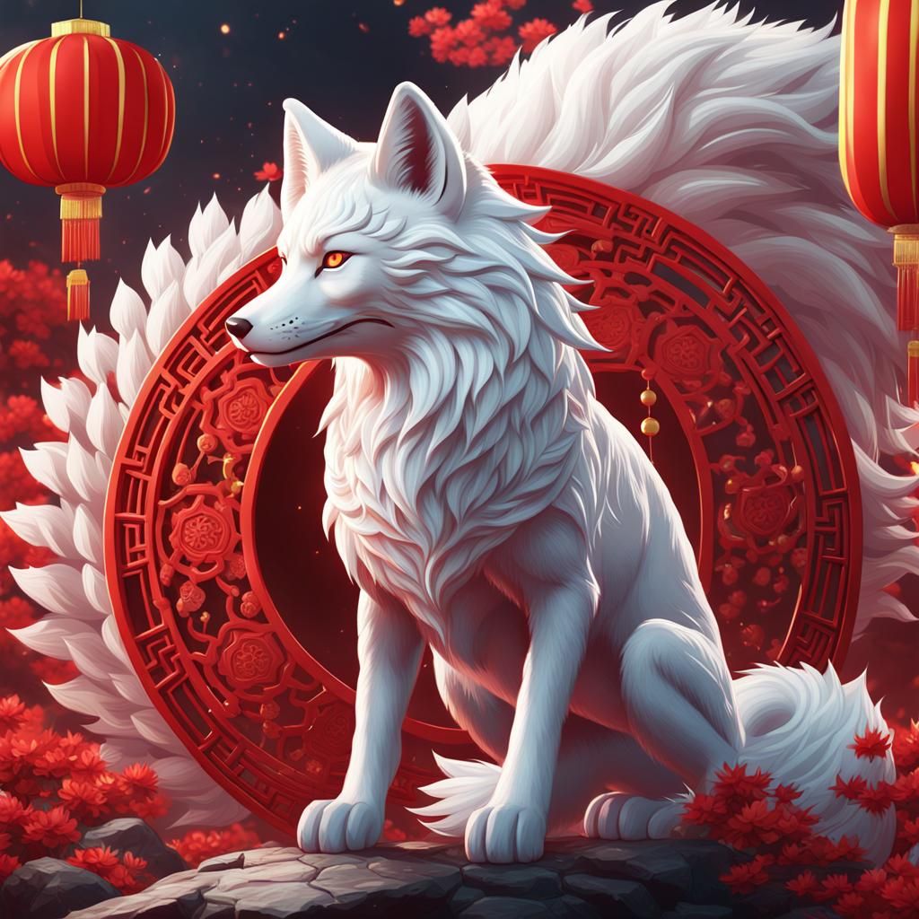 Lunar New Year Nine-Tailed Fox Fantasy Art