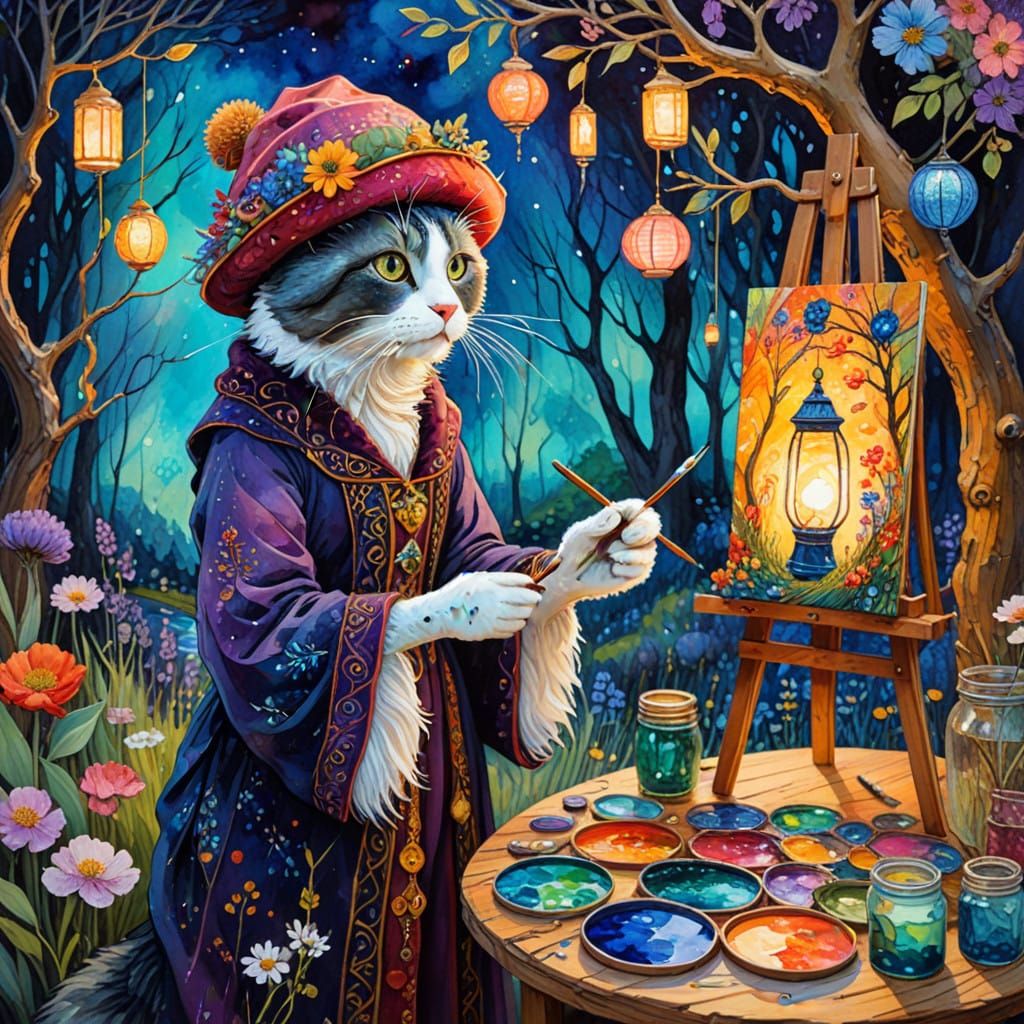 Whimsical Artist in a Cozy Studio