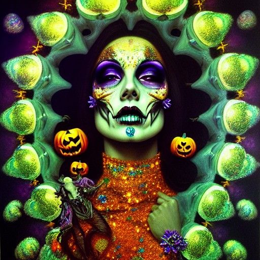 Dark Princess of Skulls: Oil Painting Portrait