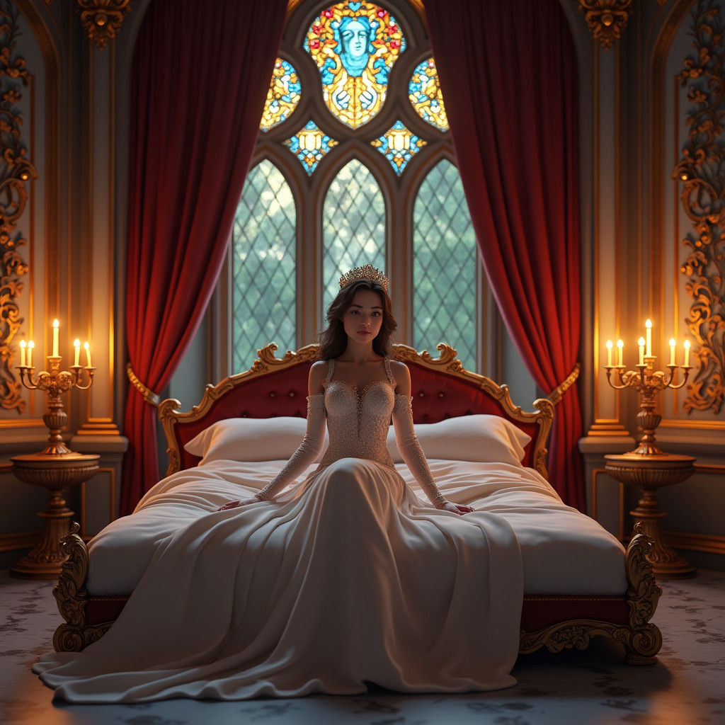 Royal Princess Asleep in Lavish Castle Chamber