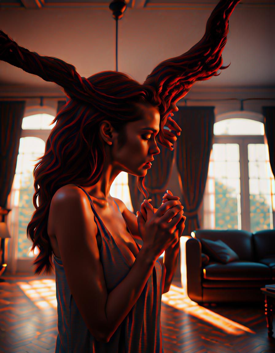 Woman Passionately Kissing a Demon: Sinister Masterpiece