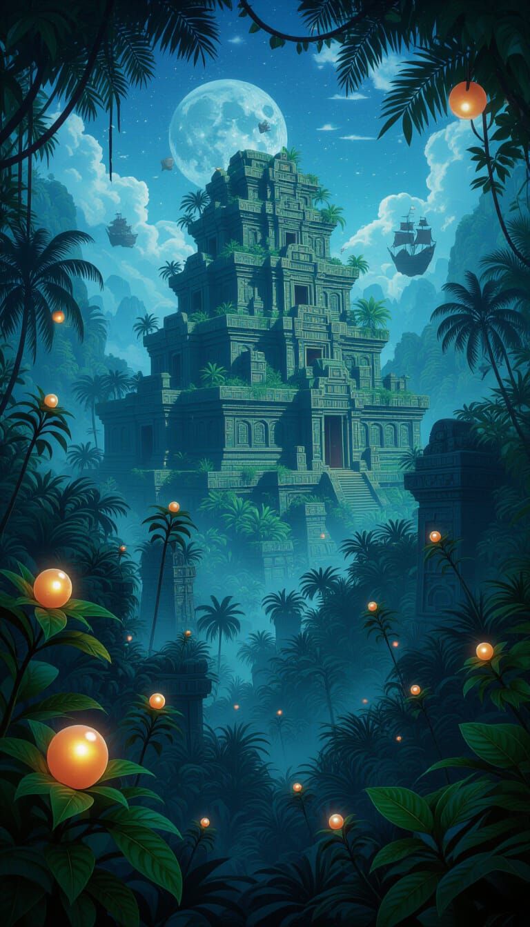 Lost Island Jungle Ruins: A Vivid, Energetic Contradiction