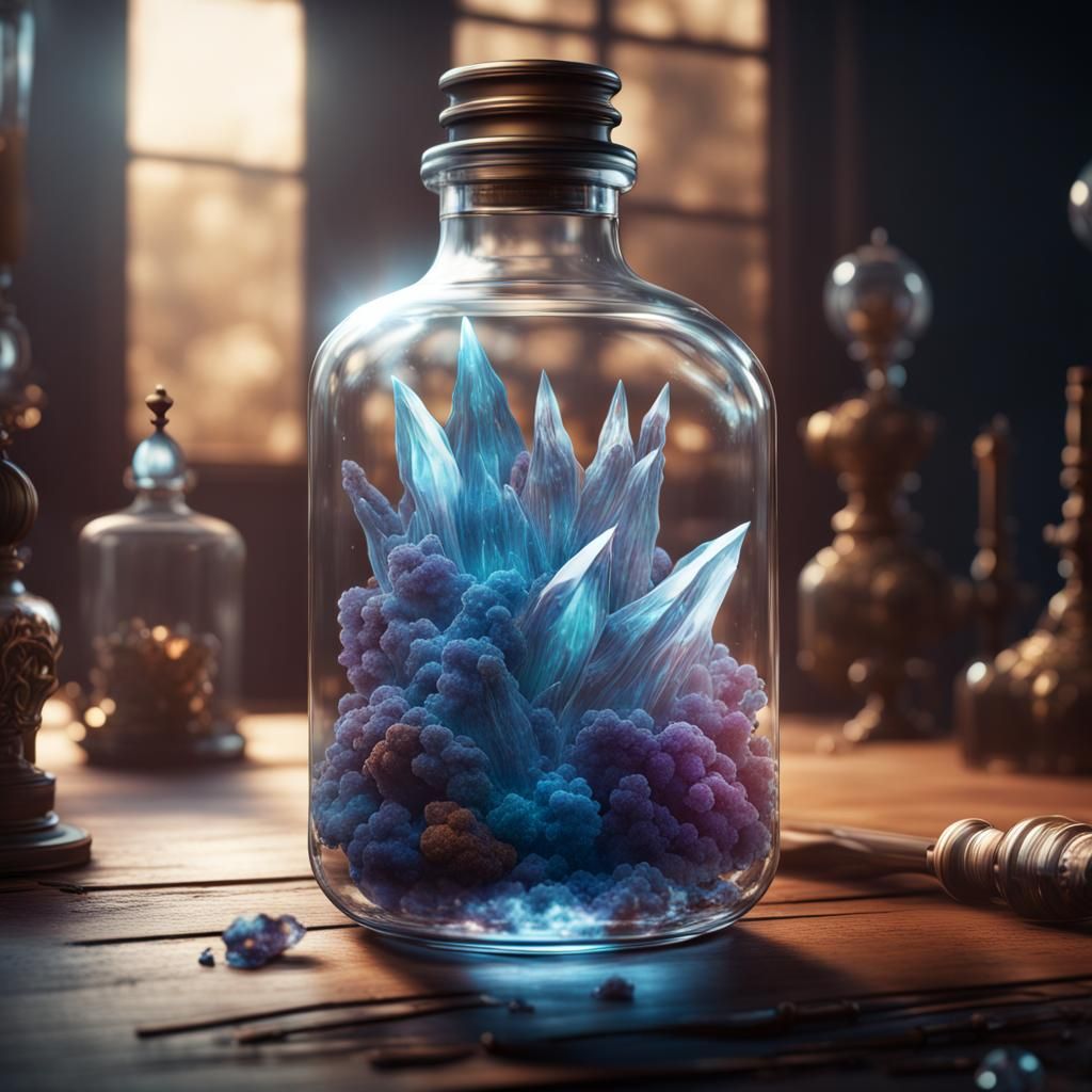 Crystal Phoenix Trapped: Fantasy Concept Art