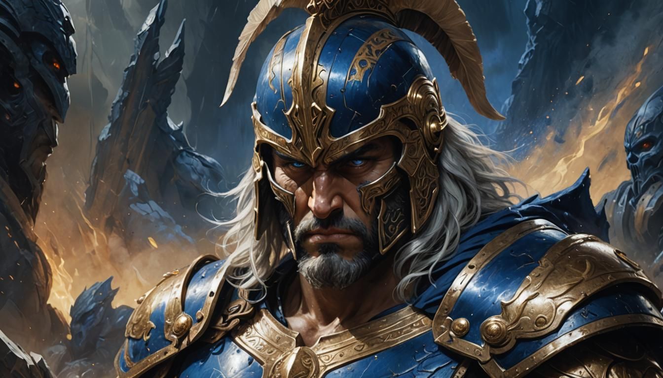 Ares, God of War, in Ancient Spartan Armor
