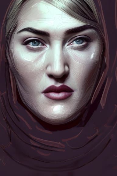 Kate Winslet Hyperrealistic Ski Mask Portrait