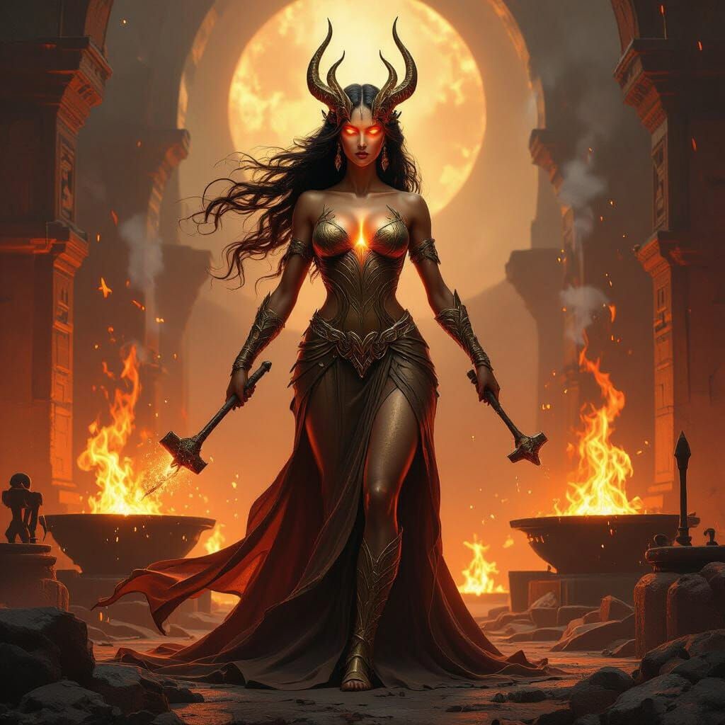 Divine Bronze Goddess Forging Excellence