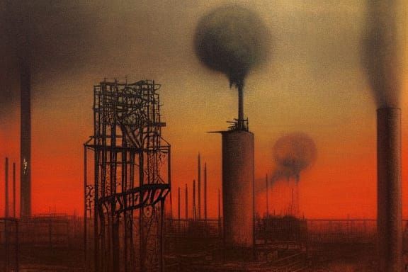 Industrial Terror: Smokestacks in Dark Surrealism