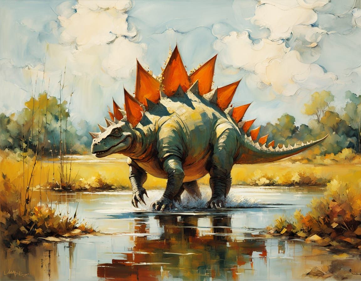 Stegosaurus in Impressionistic Style
