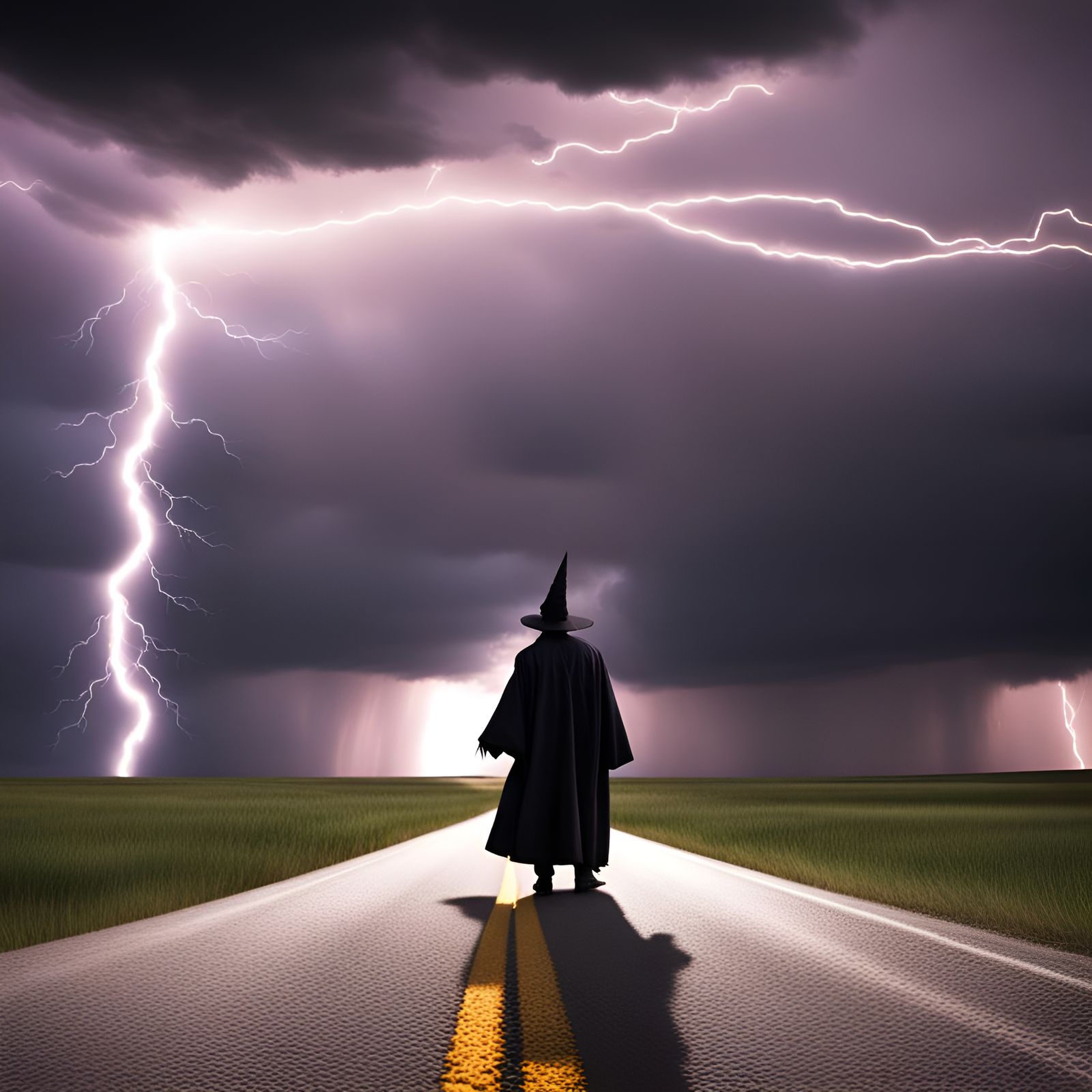 Wizard Under Lightning Sky Vortex