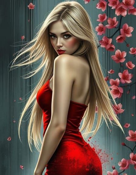 Mysterious Japanese Woman in Graffiti Art Style