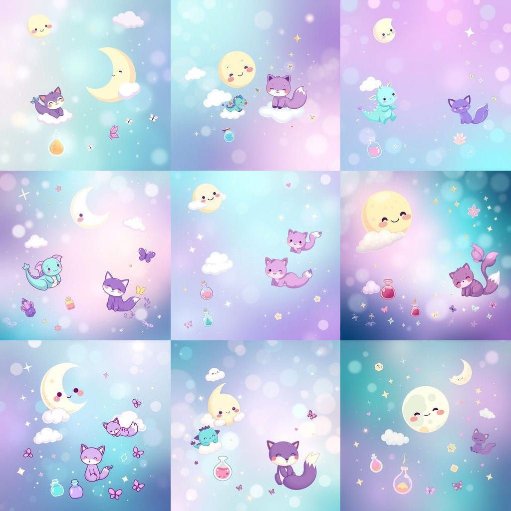 Whimsical Fantasy Landscape with Dreamy Gradient Background