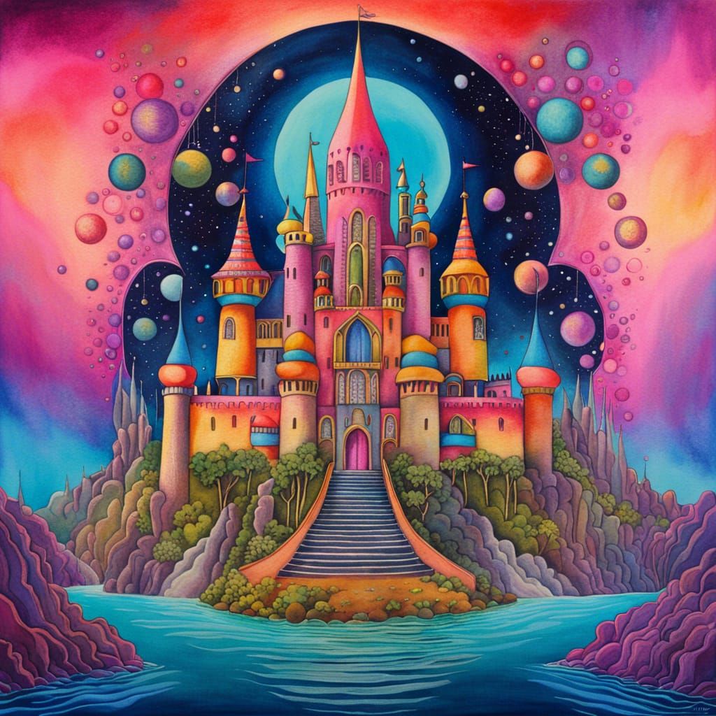 Psychedelic Fairytale Castle in Bauhaus Style