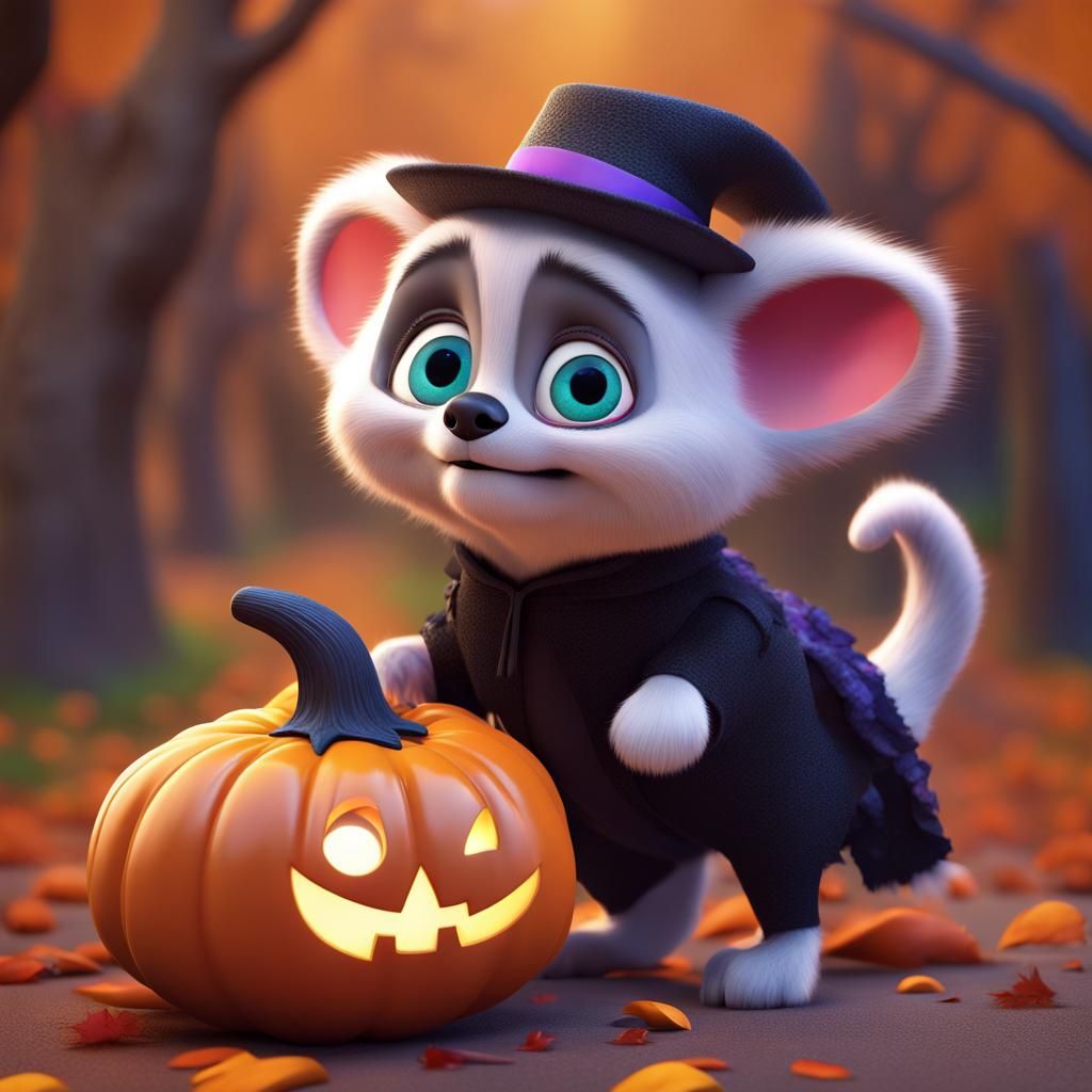 Halloween Animals in 3D Digital Art Style