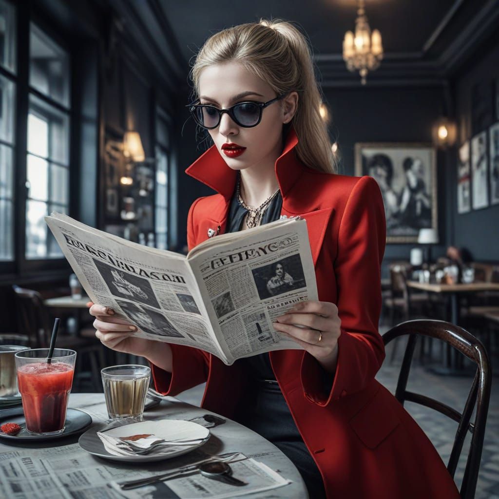 Vampire Fashionista Sips Blood Tea at Mysterious French Cafe