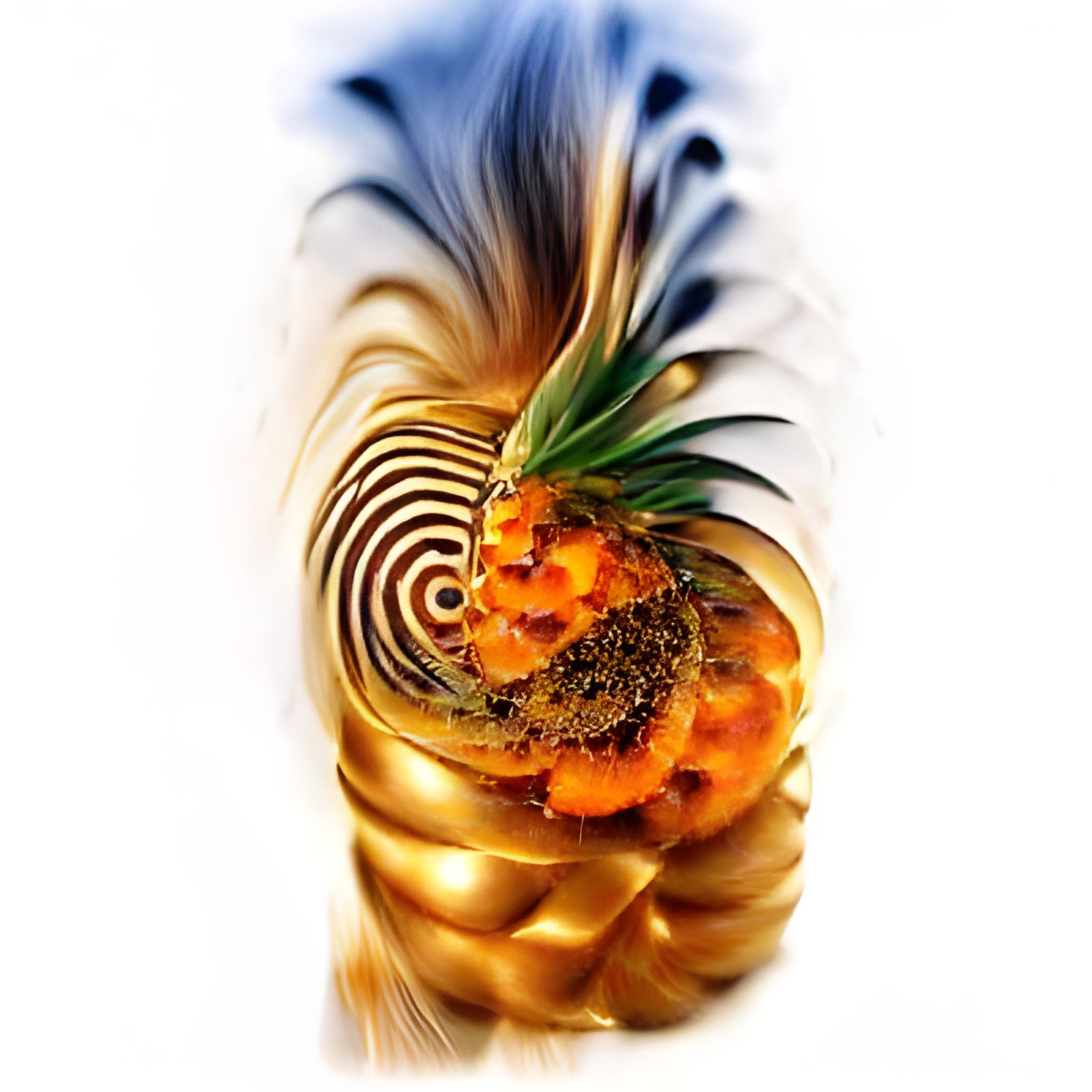 Pineapple Disintegration: Golden Spiraling Particle Art