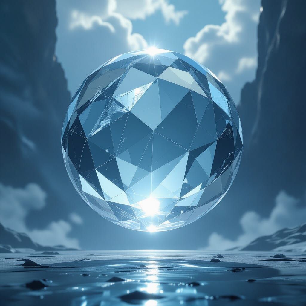 Gigantic Crystal Orb Refracting Light, Digital Matte Paintin...