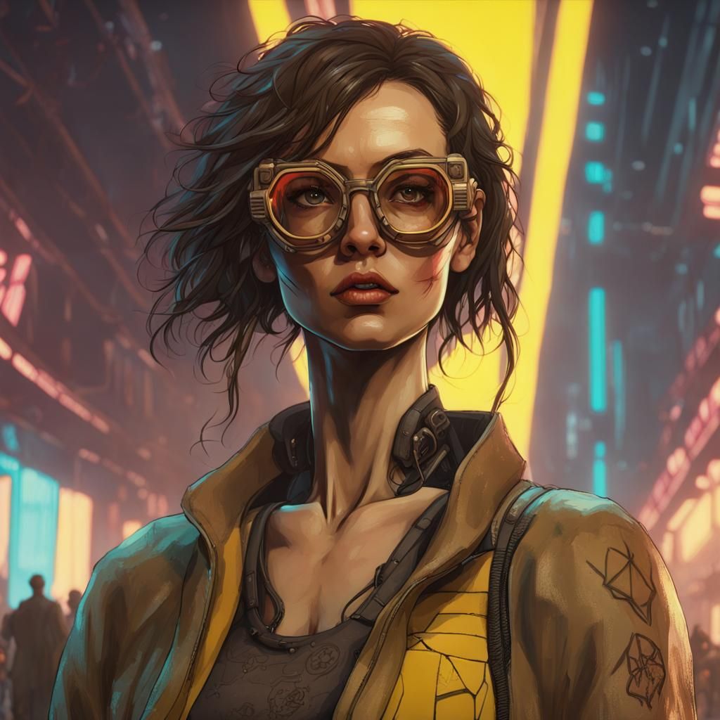 Cyberpunk Woman in Dystopian Future