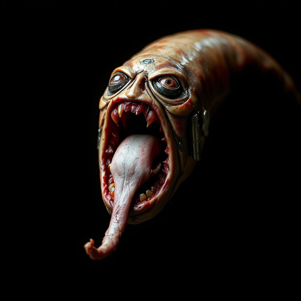Biomechanical Sausage Monster in Giger Style