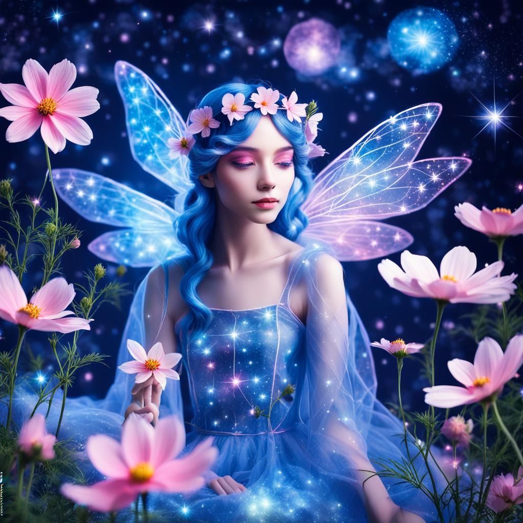 Cosmic Fairy with Ether Lights and Stars