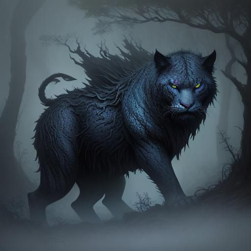 Eerie Magical Panther in Enchanted Forest