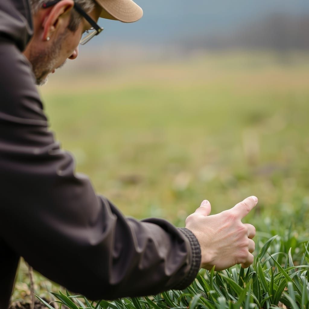 Man Reaches Out to Touch Grass