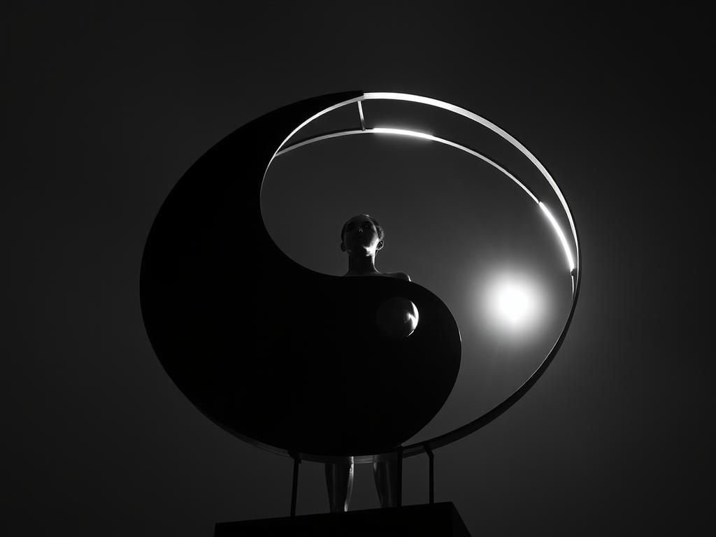 Abstract Wireframe Sculpture of Yin-Yang Figure