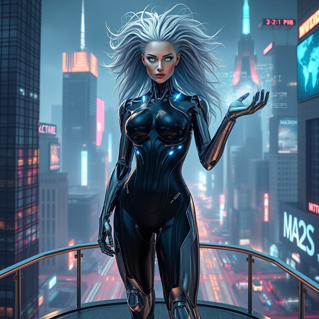 Cyberpunk Goddess of Neon Dreams