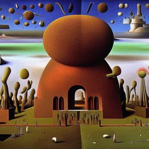 Rose Heart in Frosted Flower Field: Surrealist Oil Painting