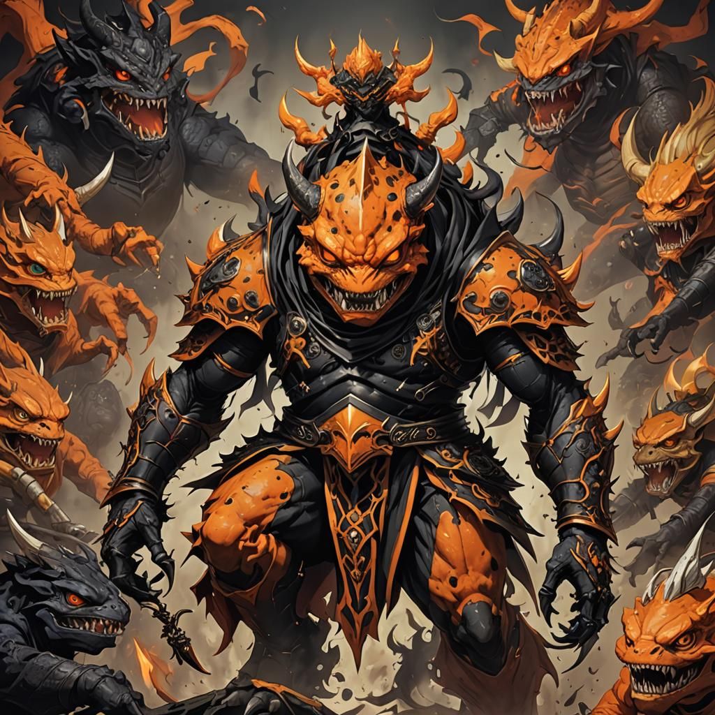 Archaic Demon King Toad Monster in Anime Style