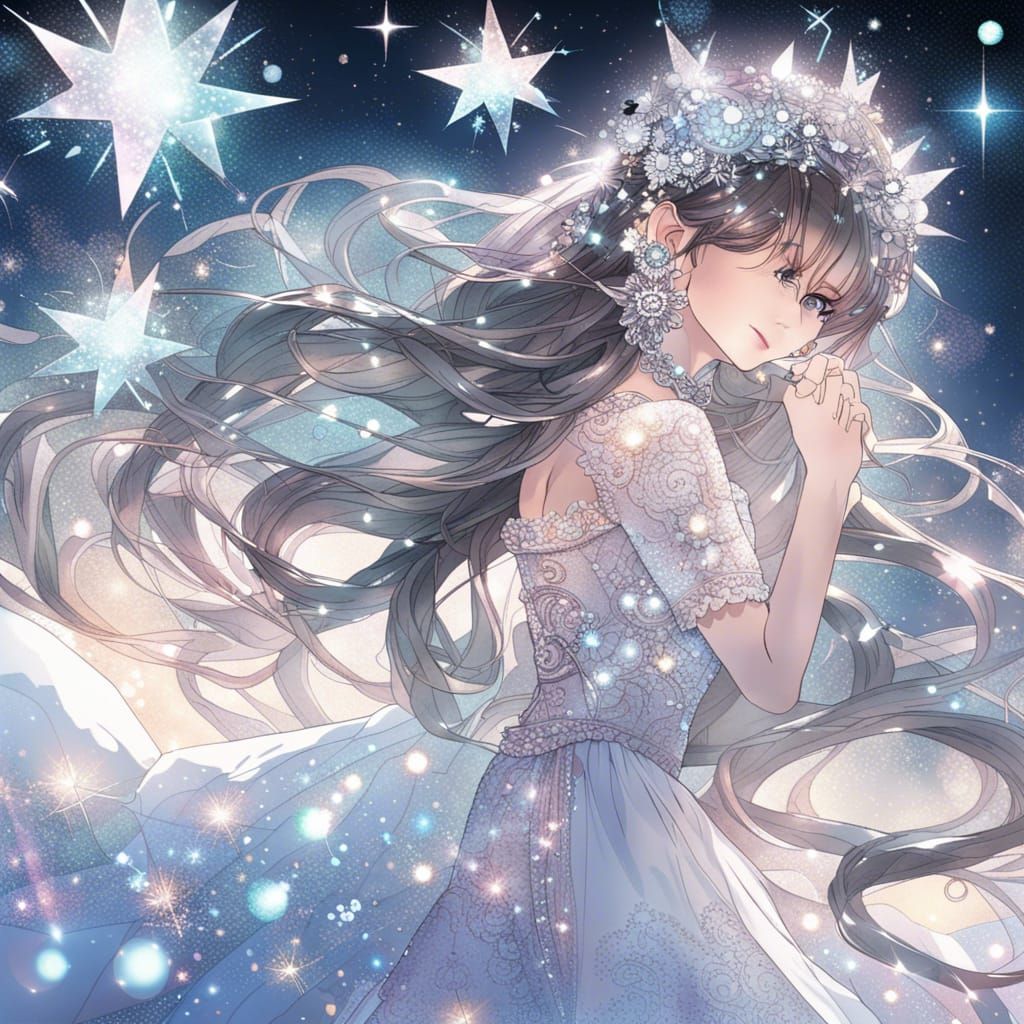 Glittering Starry Night Sky with Jewelry