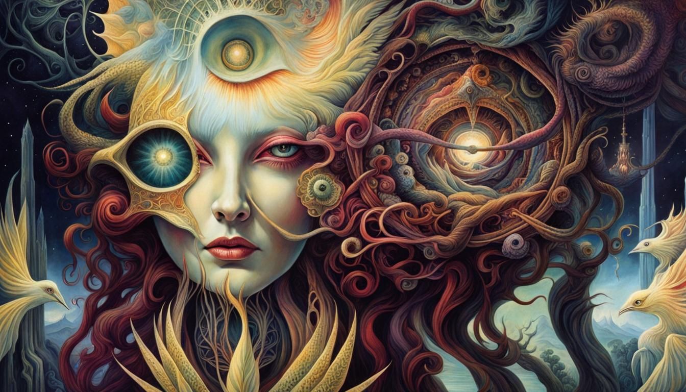 Surreal Horror Self Hypnosis in Visionary Art Style
