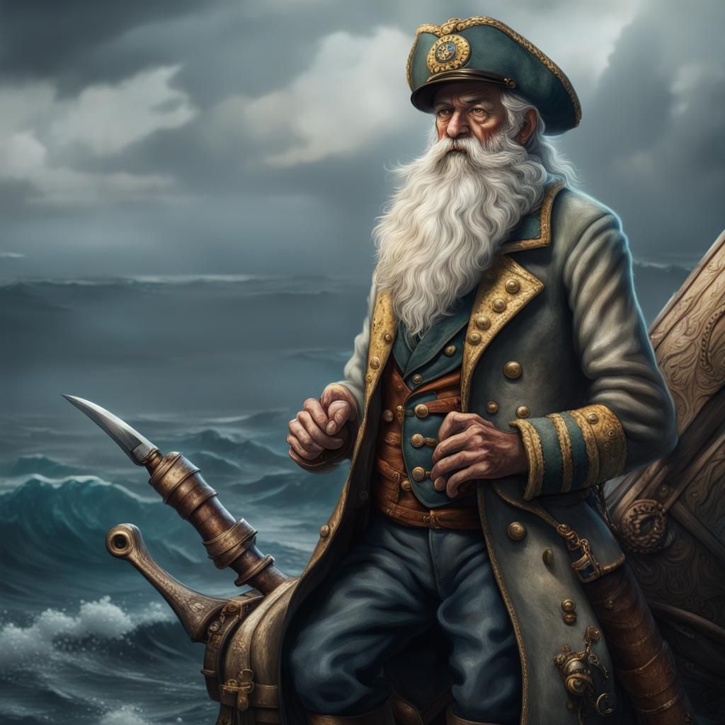 Sea Captain with Whalebone Leg: Fantasy Art