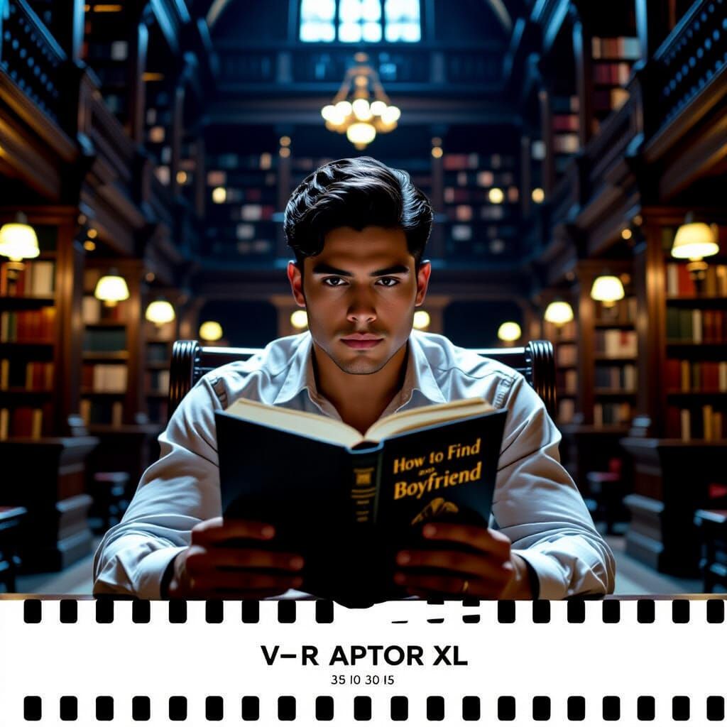 Young Man Reads 'How to Find a Boyfriend' in Library