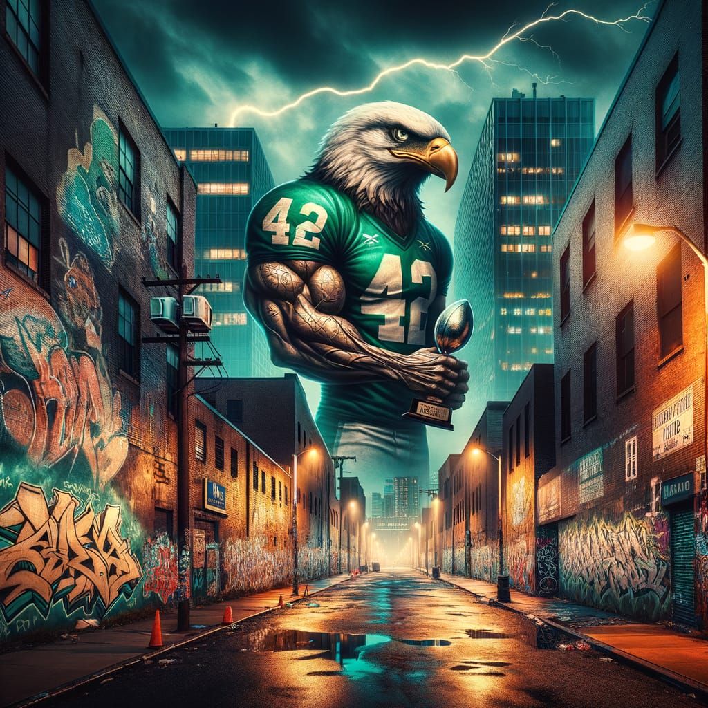 Mighty Urban Eagle Defies the City in Vibrant Tribute to Phi...