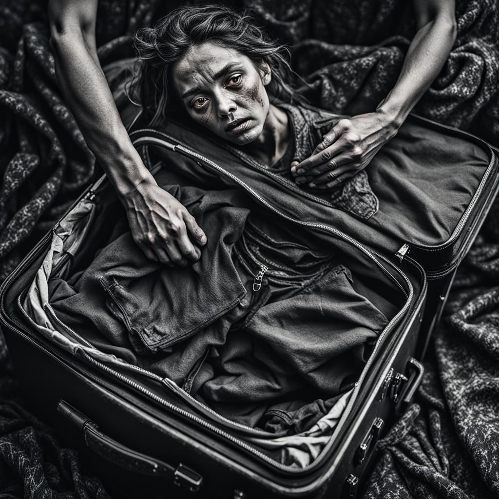 Expressionist Portrait of Mother Packing Clothes