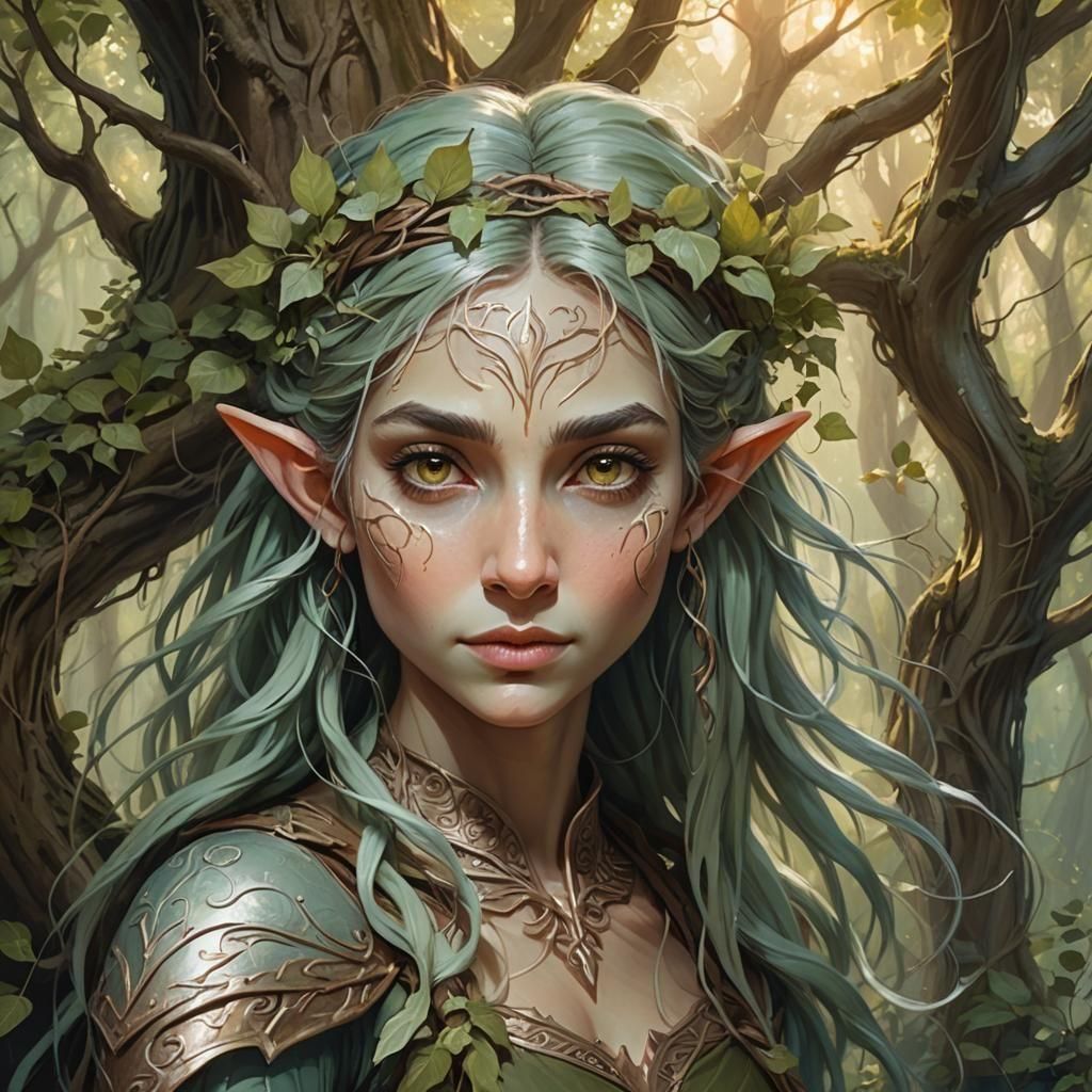 Fantasy Elf Bandit in Forest Scene