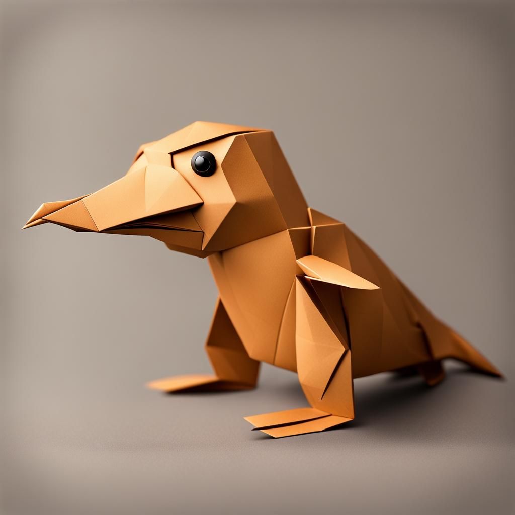 Origami Platypus Papercraft in 8K Resolution