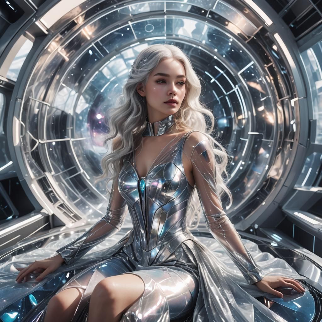 Holographic Gown in Zero-G: A Futuristic Vision