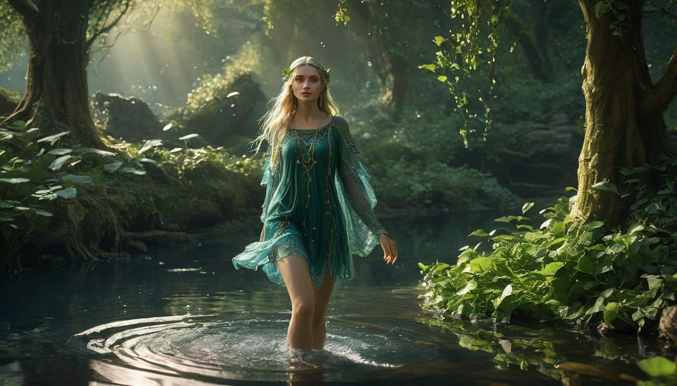 Enchanted Elven Maiden in Hyperrealistic Style
