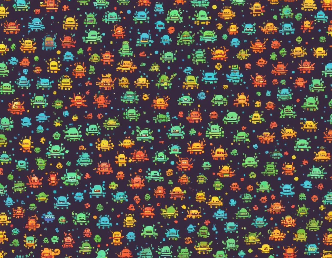 Space Invaders Pixel Art: Retro Game Close-up