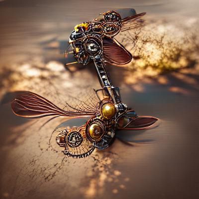 Steampunk Dragonfly in 8k Resolution