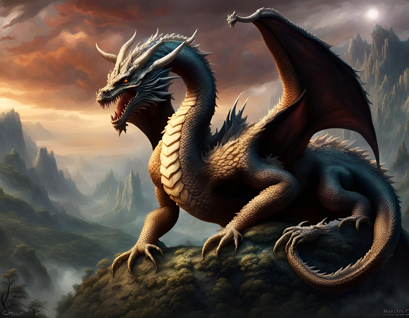 Fantastical Colchian Dragon from Greek Myth