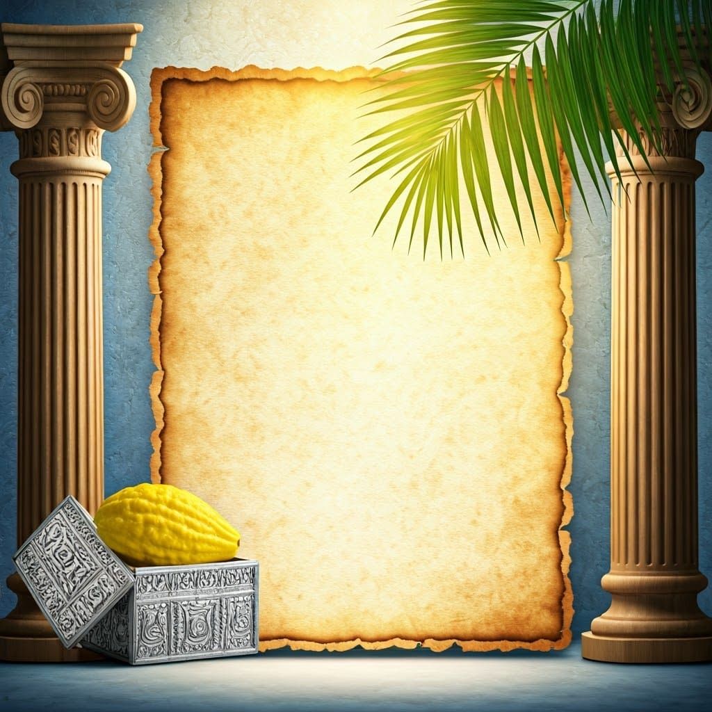Ornate Blessing Background with Columns in Illuminated Style