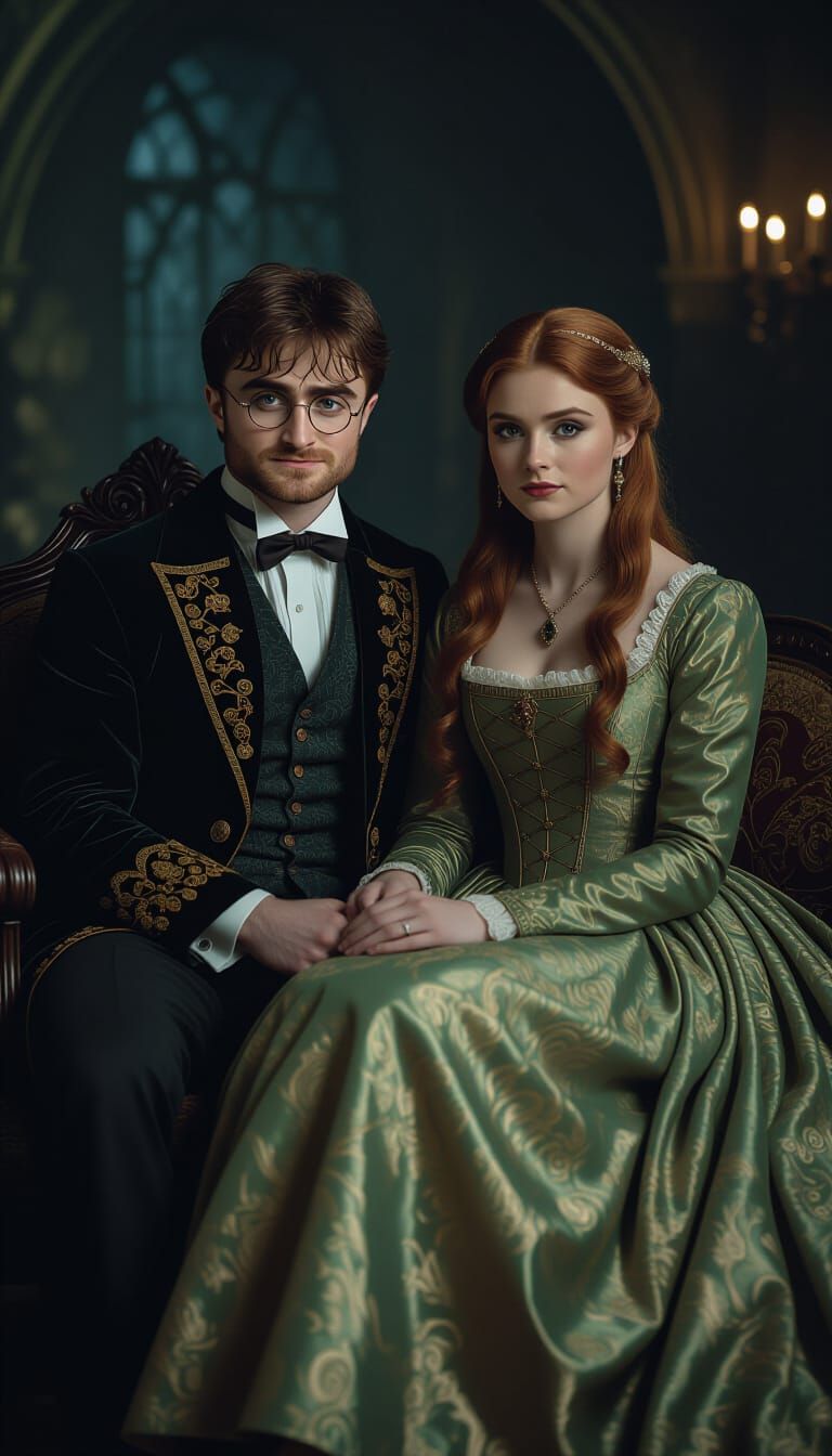 Magical Scene with Figures in Ornate Costumes