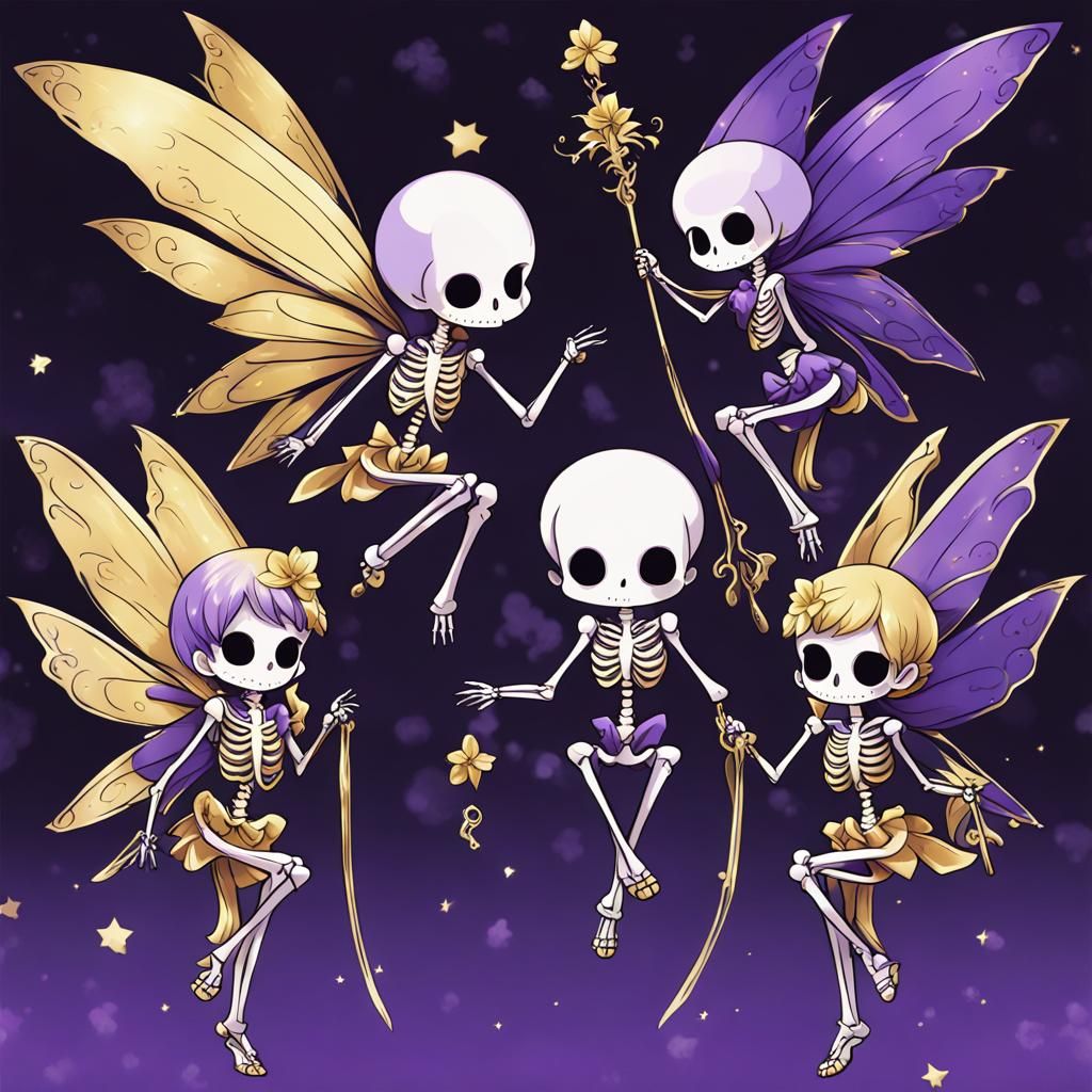 Skeleton Fairies in Anime Key Visual Style