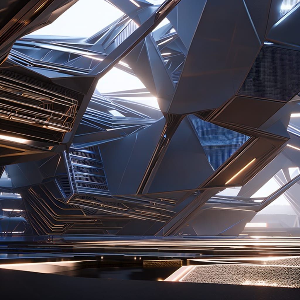 Futuristic Abstract Home Architecture with Polished Metal