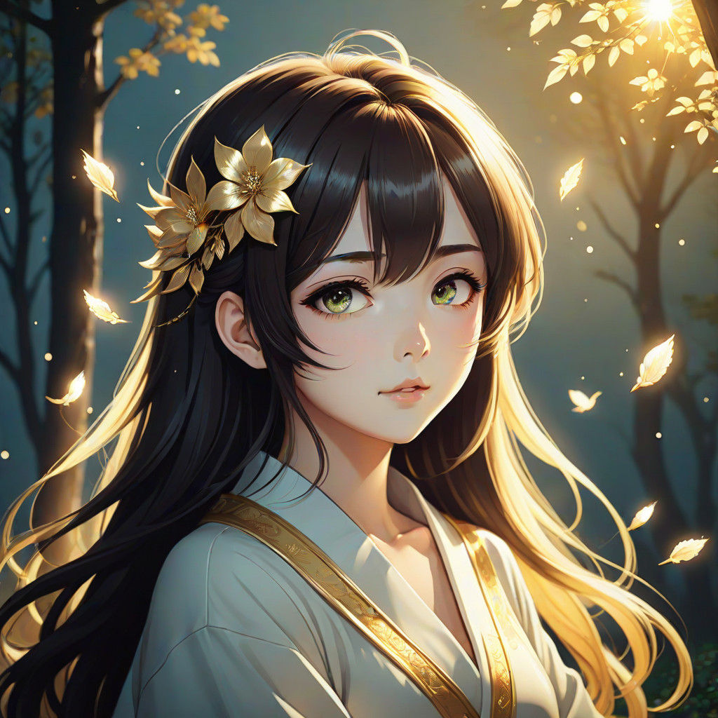 Golden Hour Anime Portrait with Manga-Inspired Linework