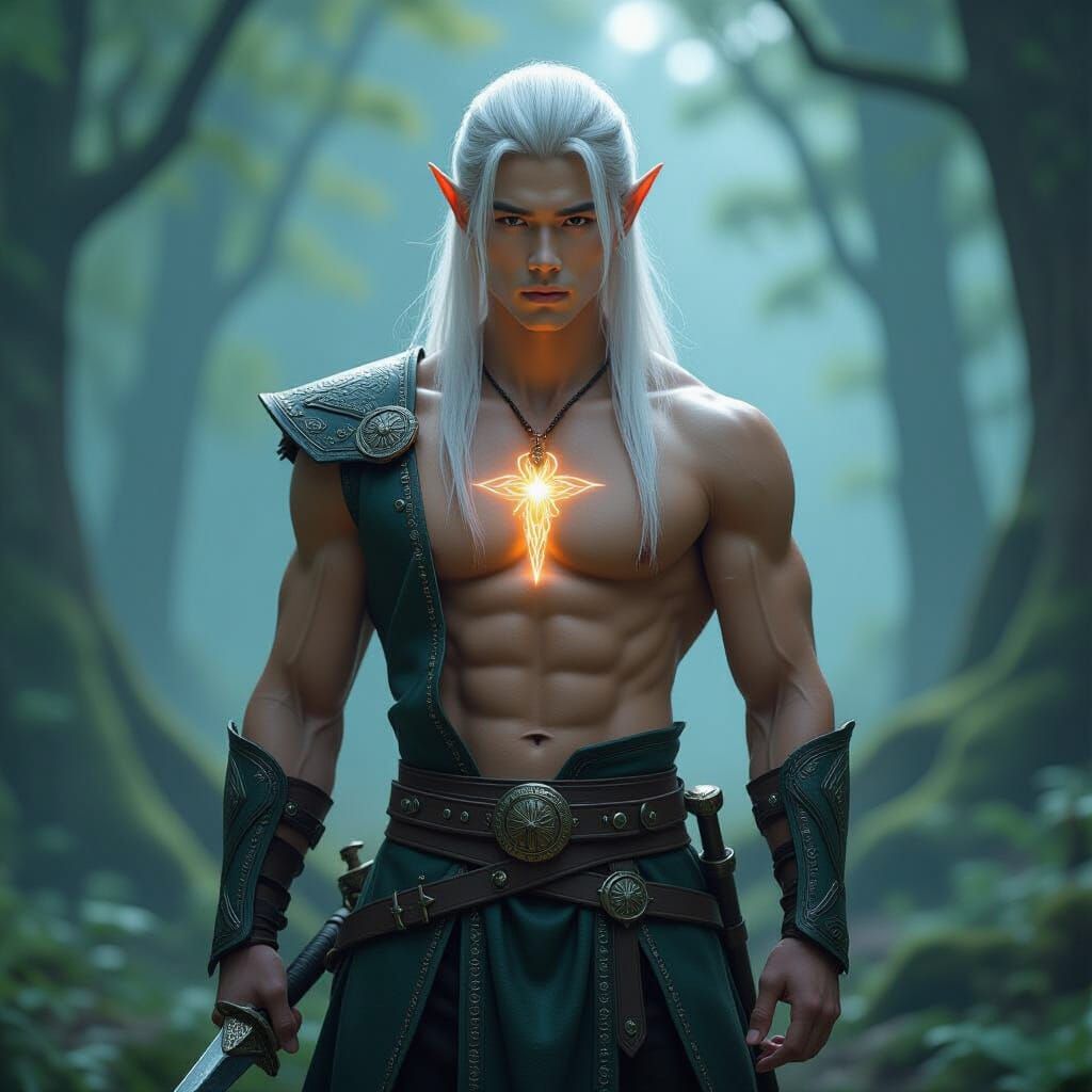 Elven Warrior in Enchanted Forest: Hyper-Realistic 3D