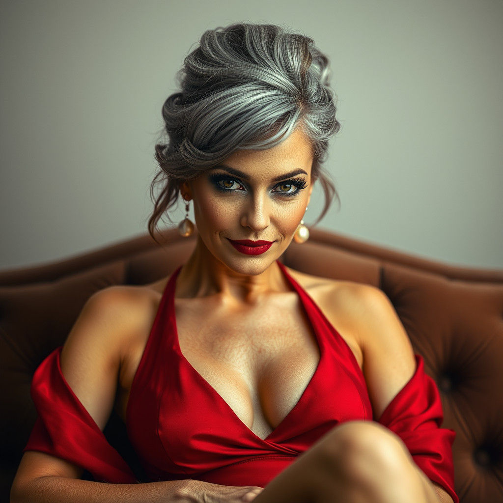 Elegant Woman in Red Dress, Professional Photography