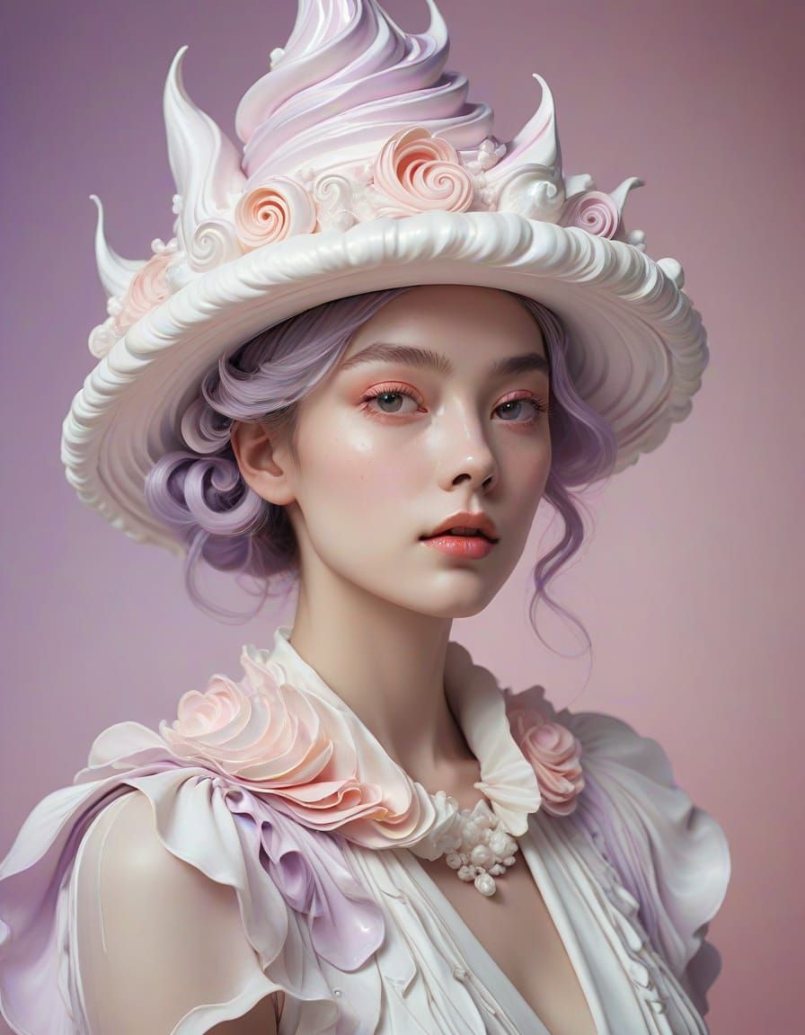 Surreal Fashion Portrait: Whipped Cream Hat